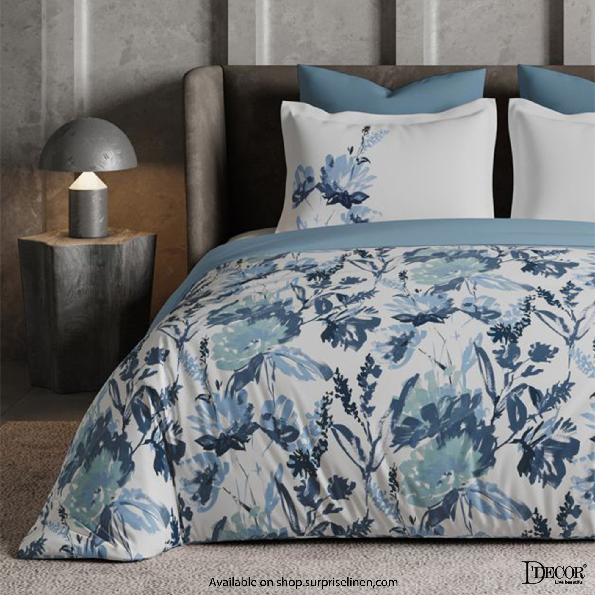 D'Decor - Radiance Collection 100% Cotton King Size Bedsheet Set (Blue)