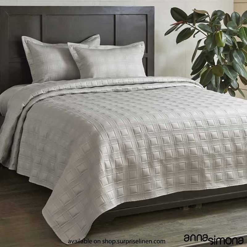 Anna Simona - Guild 3 Pcs 400 TC Fine Cotton Satin Bed Cover Set (Silver)