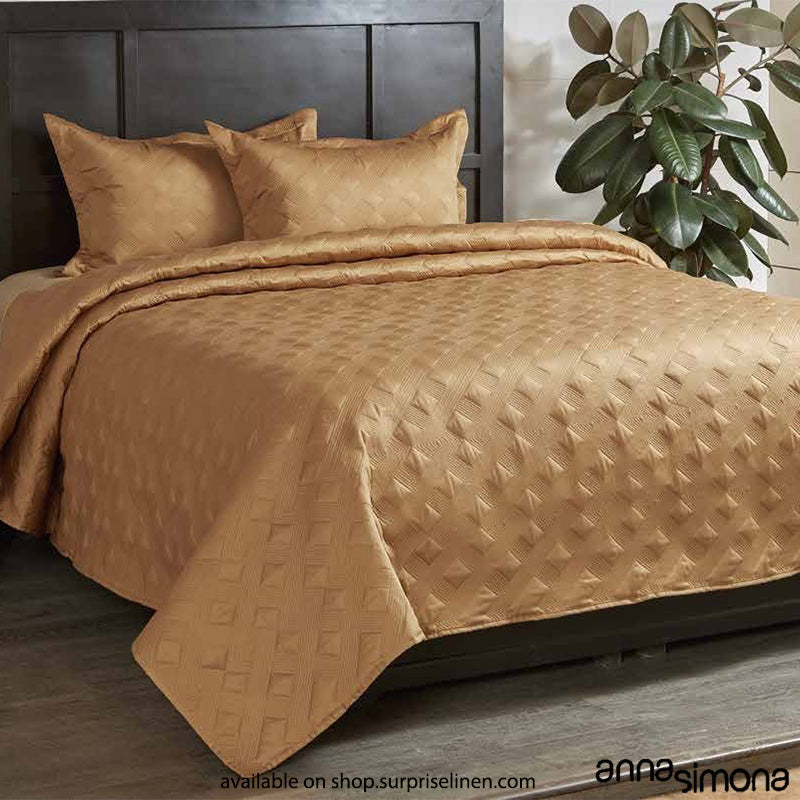 Anna Simona - Earl 3 Pcs 400 TC Fine Cotton Satin Bed Cover Set (Mustard Yellow)