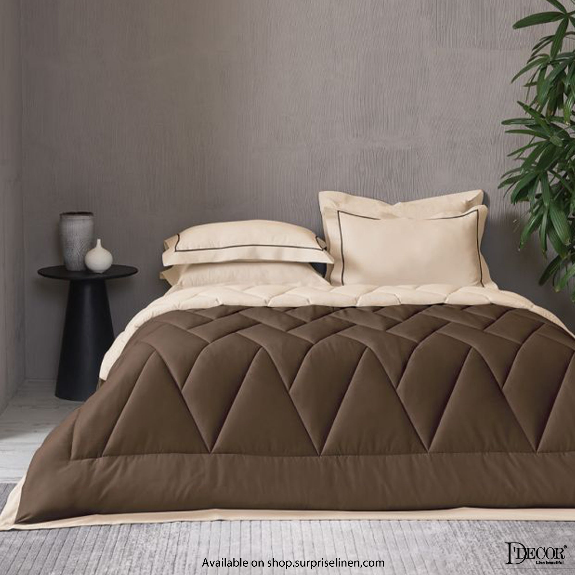 D'Decor - Snuggle Collection 100% Cotton 4 Pc Bed in a Bag Set (Brown)