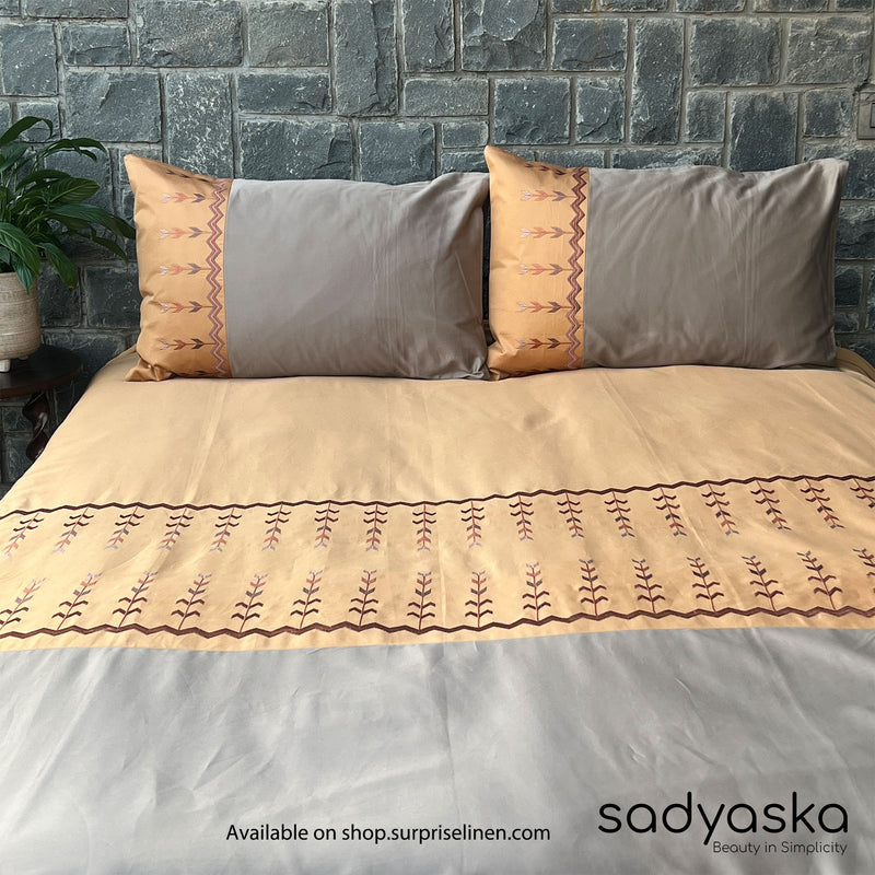 Sadyaska - Aero Collection 300 TC Cotton Satin Bedsheet Set (Honey Mustard)