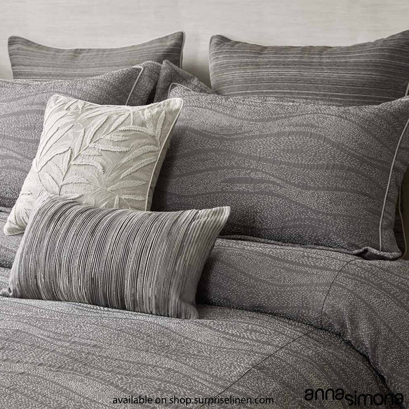 Anna Simona - Bora Bora 7 Pcs Fine Cotton Satin Duvet Ensemble Set (Charcoal)