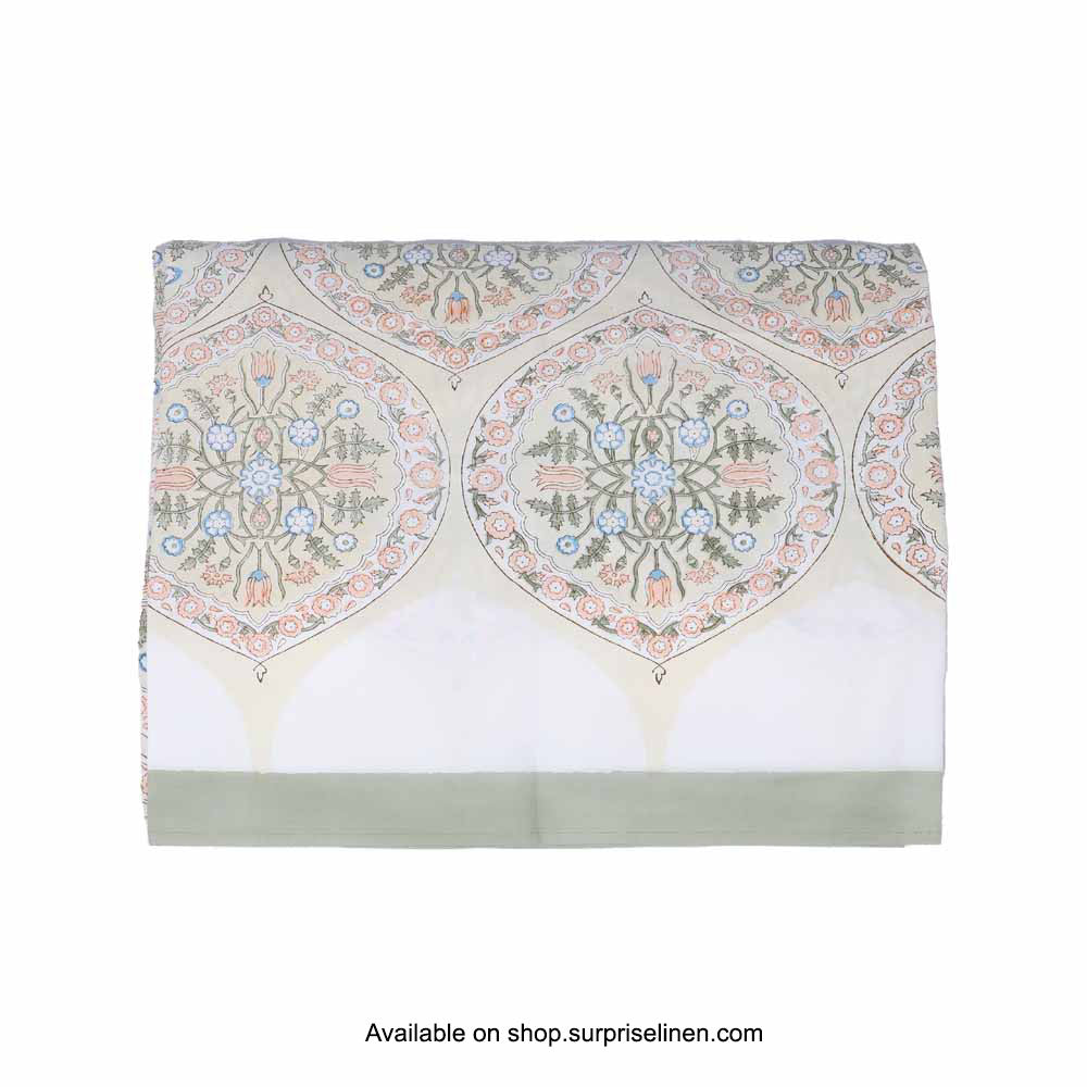 Surprise Home - Etonner Block Print Collection 300 TC Cotton Tulip Garden Pastel Bedsheet Set