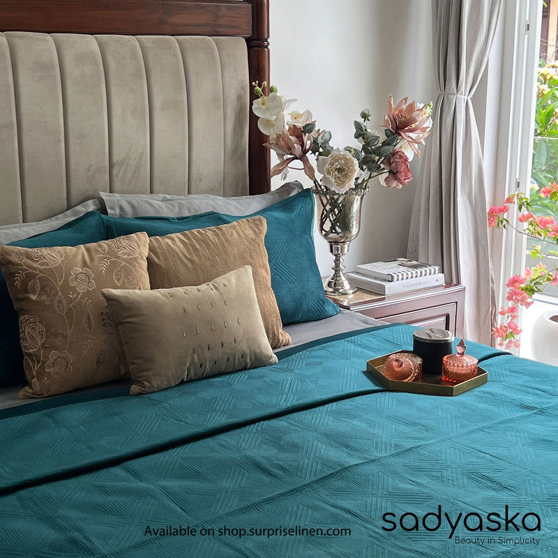Sadyaska - Bonito Velvet Bedspread Set (Emerald Green)