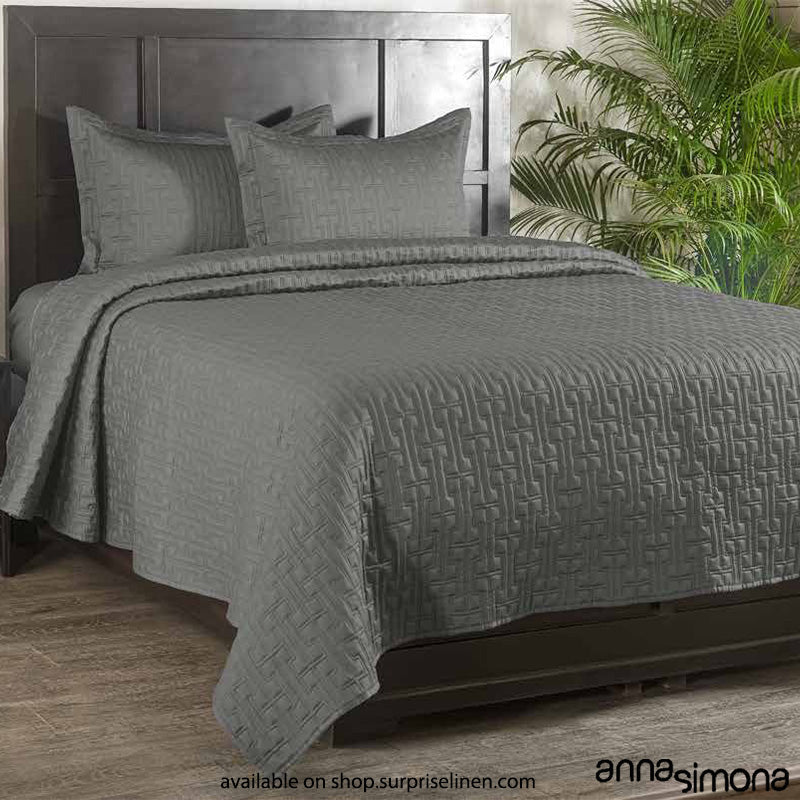 Anna Simona - Bedford 3 Pcs 400 TC Fine Cotton Satin Bed Cover Set (Soho Grey)