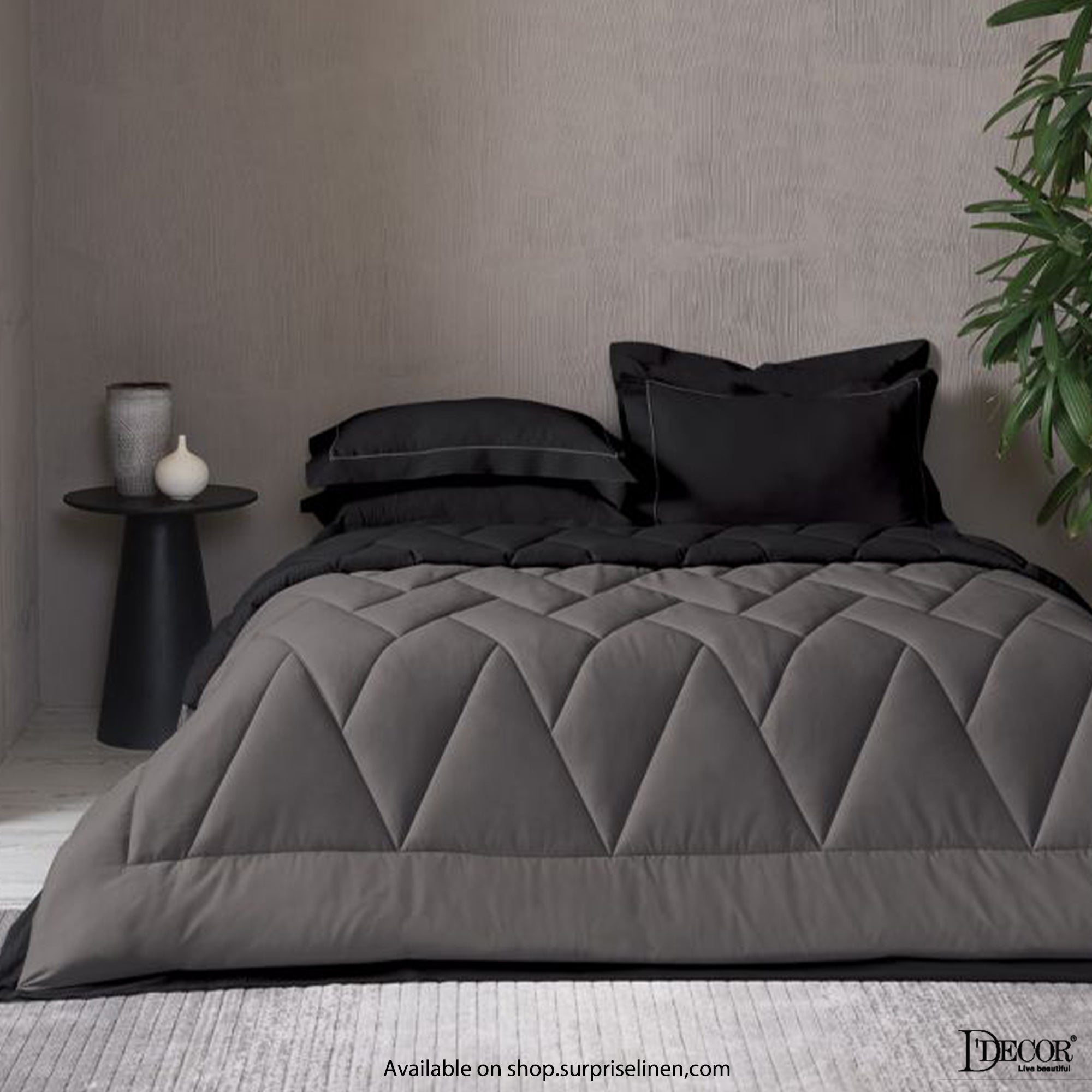 D'Decor - Snuggle Collection 100% Cotton 4 Pc Bed in a Bag Set (Dark Grey)