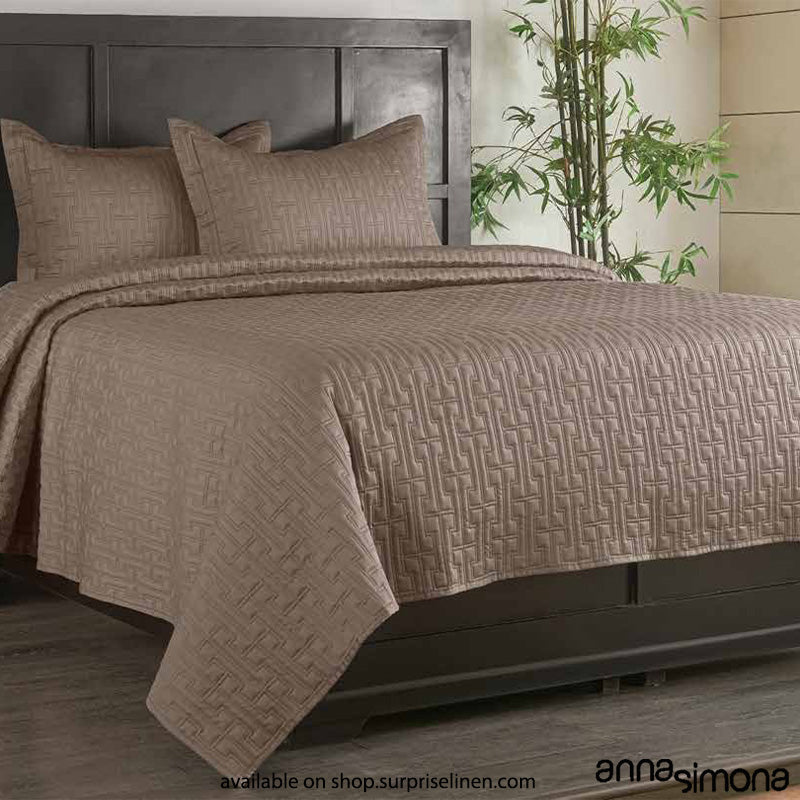 Anna Simona - Bedford 3 Pcs 400 TC Fine Cotton Satin Bed Cover Set (Sand)