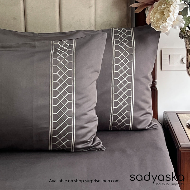 Sadyaska - Zig Zag Collection 1000 TC Cotton 3 Pcs Bedsheet Set (Titanium Grey)
