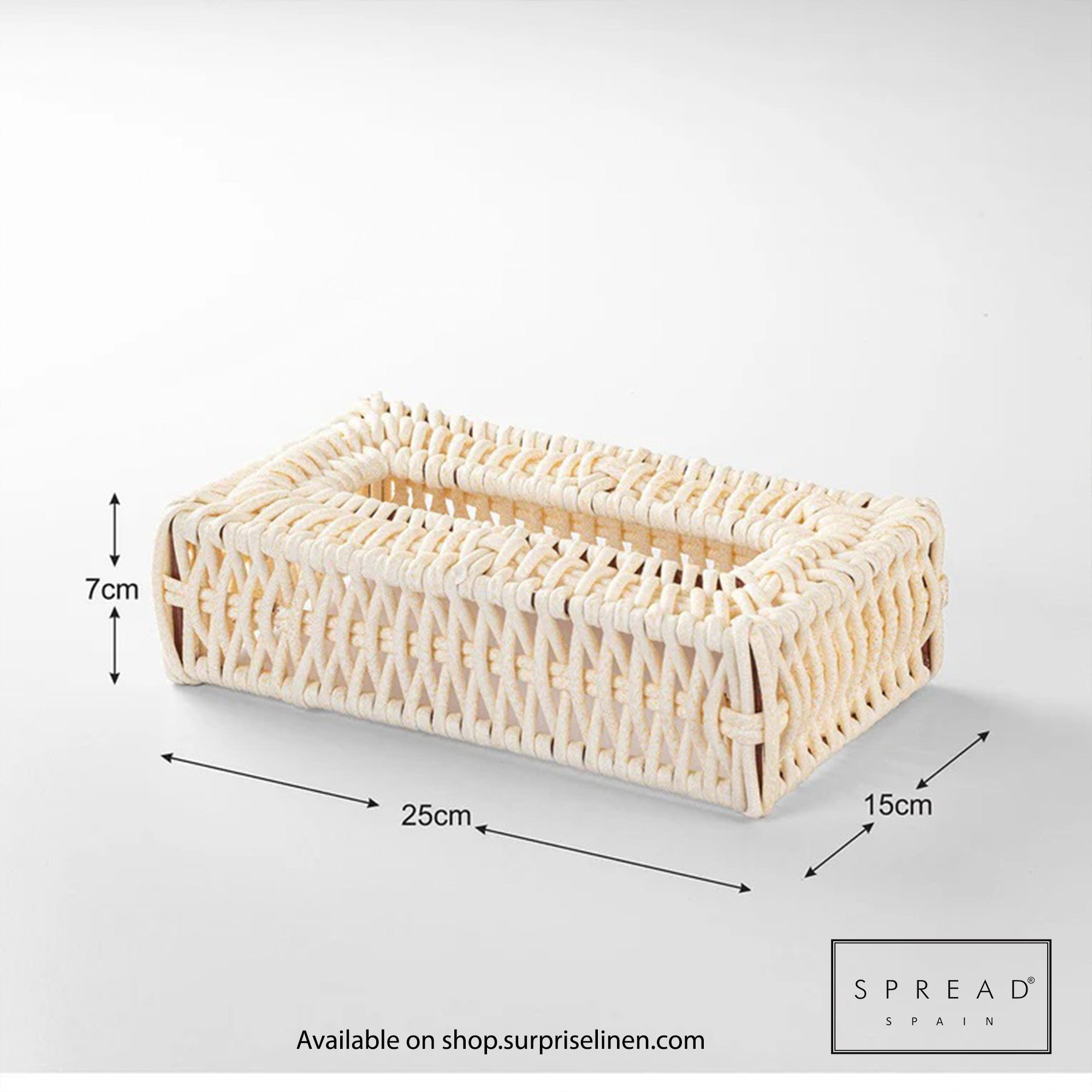 Spread Spain - Waterproof & Moisture Proof Synthetic Rattan Interweave Tissue Box (Off White)