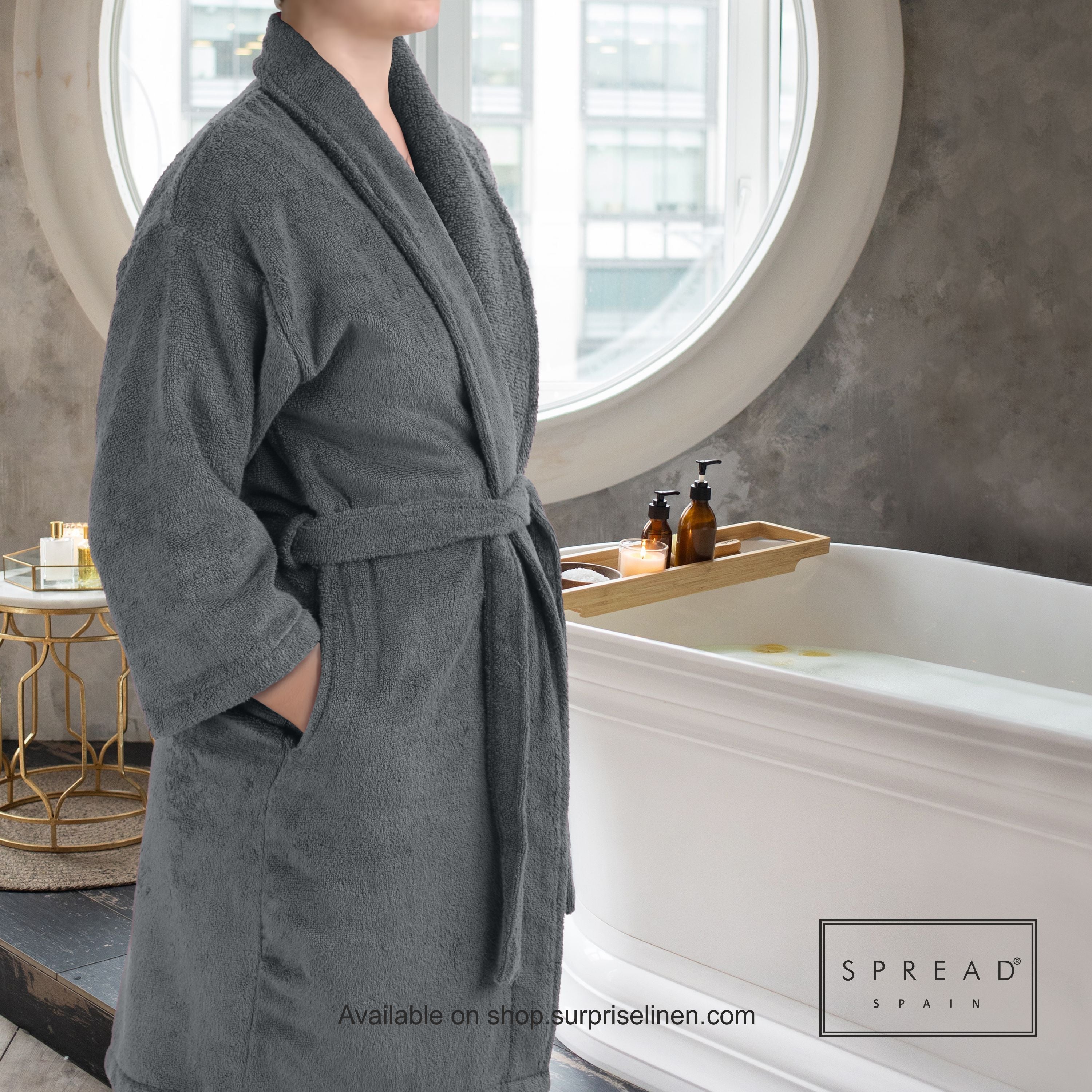 Spread Spain - Roman Bathrobe Collection Highly Absorbent & Soft Bathrobe (Grey)