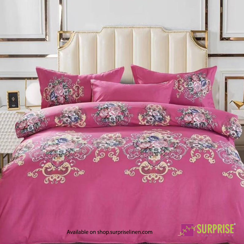 Surprise Home - Fresco Collection Rose Medallion 100% Cotton 3 Pcs Bedsheet Set (Rose Pink)