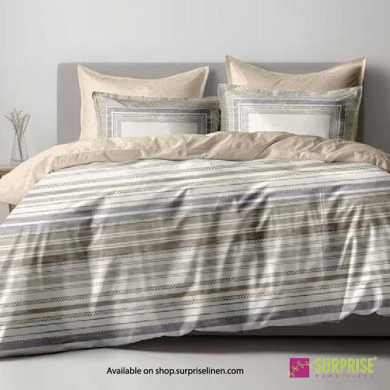 Surprise Home - Essenze Luxe Collection Azure Chevron Digital 100% Cotton 3 Pcs Bedsheet Set (Ice Blue)