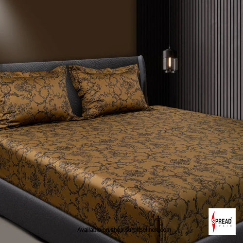 Spread Spain - Spring Summer Collection 550 TC 100% Cotton King Size Bedsheet Set (Mustard)