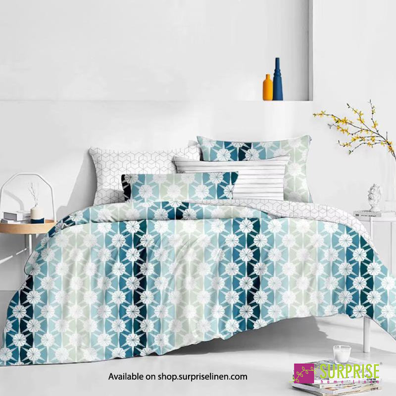 Surprise Home - Essenze Luxe Collection Silver Strata Digital 100% Cotton 3 Pcs Bedsheet Set (Taupe Grey)