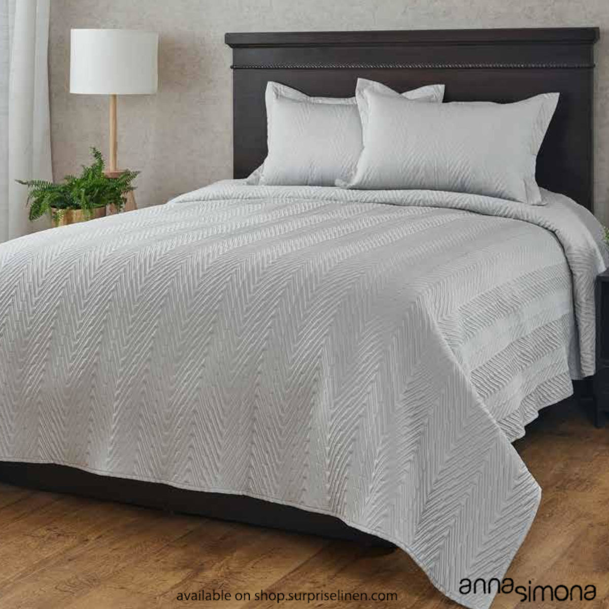 Anna Simona - Helm 3 Pcs 400 TC Cotton Satin Bed Cover Set (Silver)