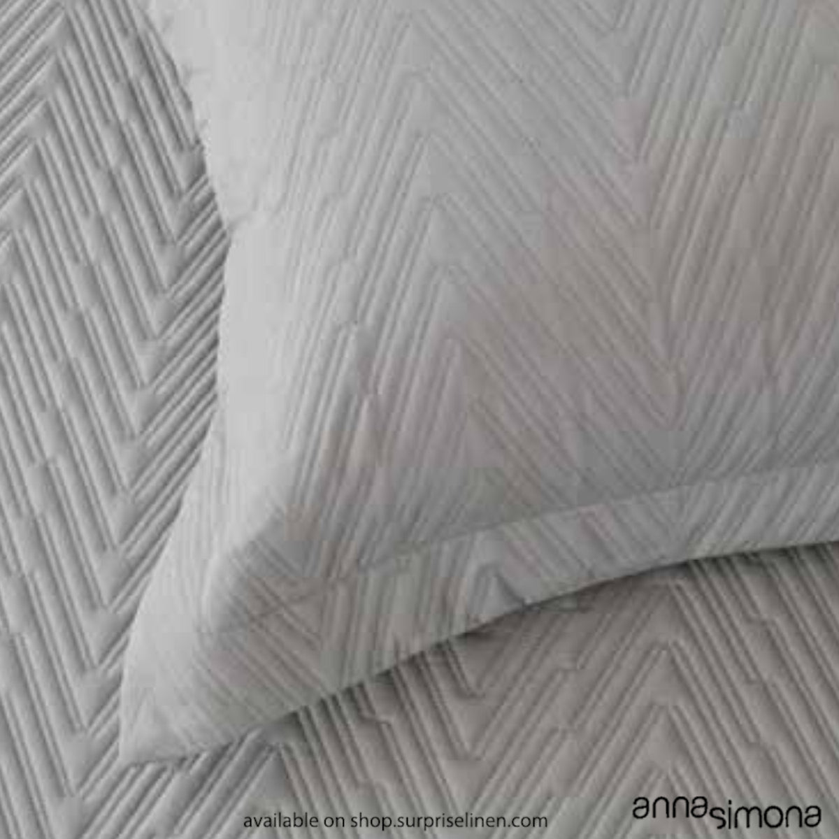 Anna Simona - Helm 3 Pcs 400 TC Cotton Satin Bed Cover Set (Silver)