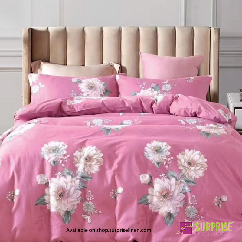 Surprise Home - Fresco Collection Pink Dahlia 100% Cotton 3 Pcs Bedsheet Set (Pink)