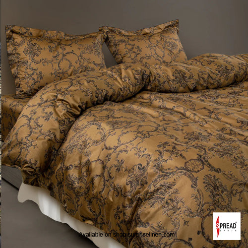 Spread Spain - Spring Summer Collection 550 TC 100% Cotton King Size Bedsheet Set (Mustard)