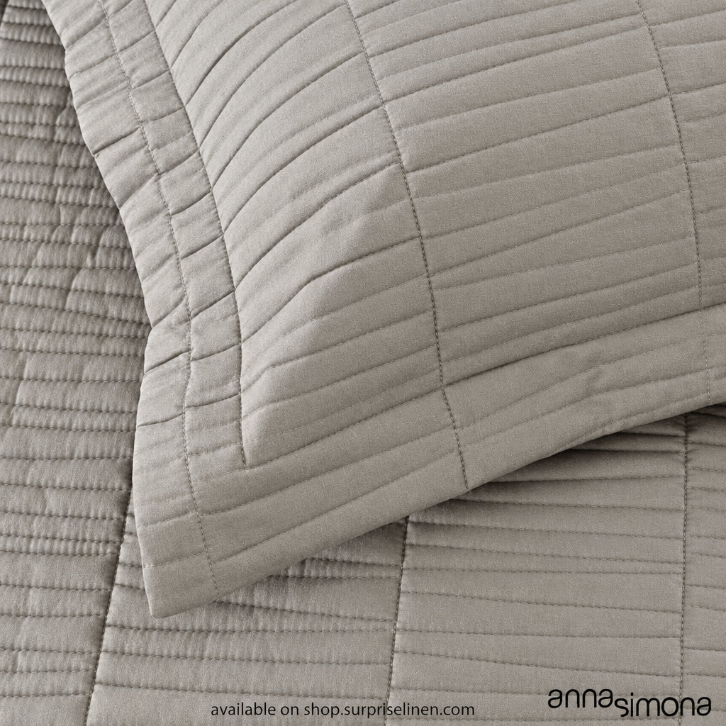 Anna Simona - Clinton 3 Pcs 400 TC Cotton Satin Bed Cover Set (Grand Grey)