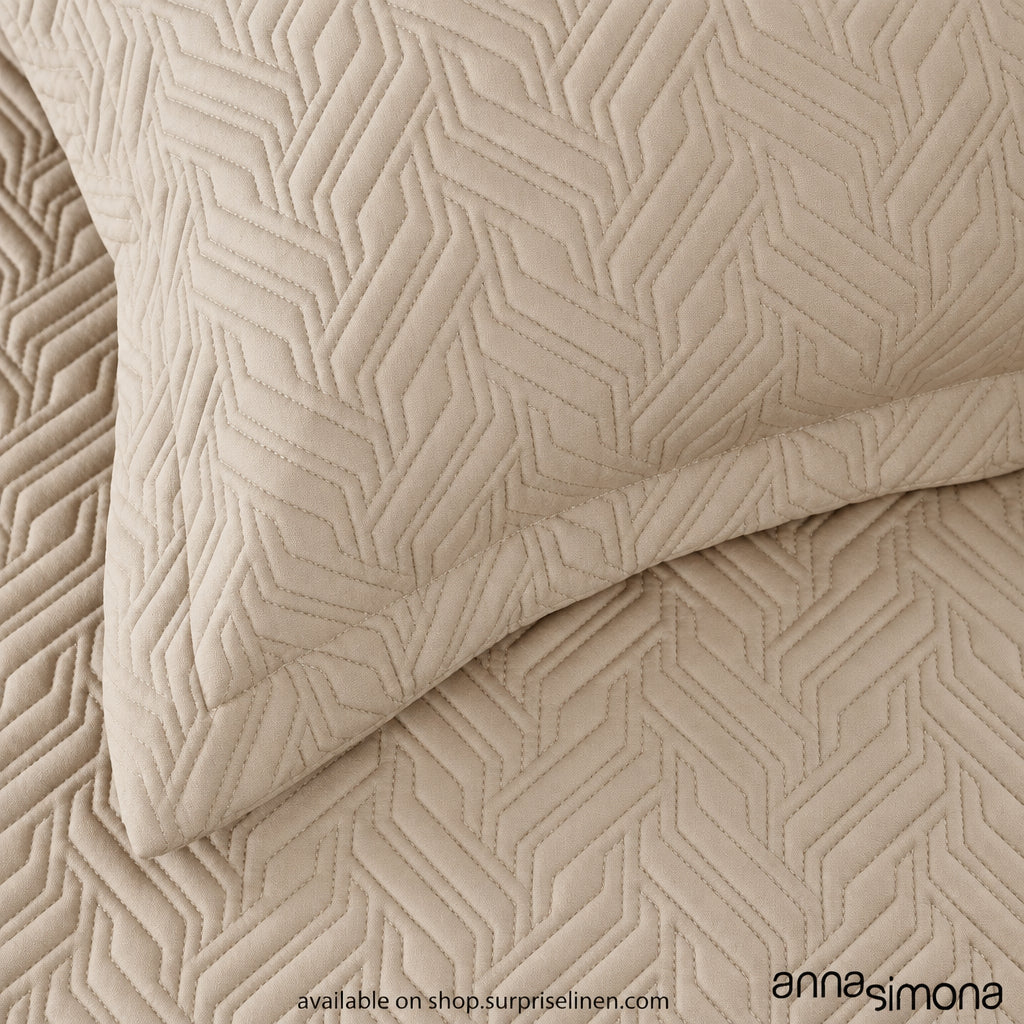 Anna Simona - Nuance 3 Pcs 400 TC Cotton Satin Bed Cover Set (Craft Brown)