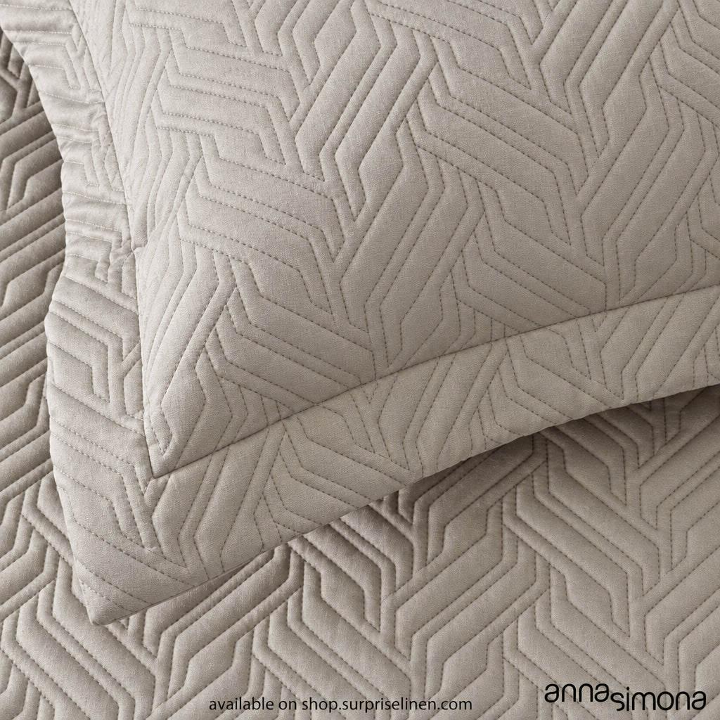 Anna Simona - Nuance 3 Pcs 400 TC Cotton Satin Bed Cover Set (Stone)