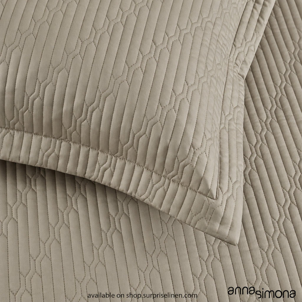 Anna Simona - Symphony 3 Pcs 400 TC Cotton Satin Bed Cover Set (Beige)