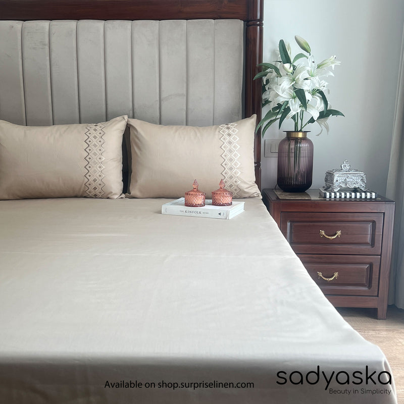 Sadyaska - Diandra Collection Cotton Rich 3 Pcs Bedsheet Set (Sand)