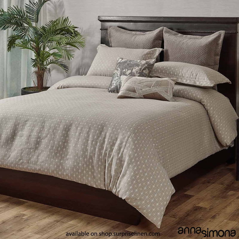 Anna Simona - Castle 7 Pcs Fine Cotton Satin Duvet Ensemble Set (Stone)