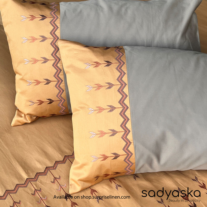 Sadyaska - Aero Collection 300 TC Cotton Satin Bedsheet Set (Honey Mustard)