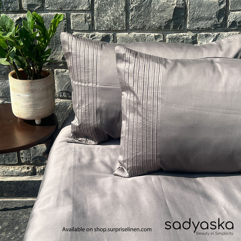 Sadyaska - Pinstripe Collection 300 TC Cotton Satin Bedsheet Set (Elephant Grey)