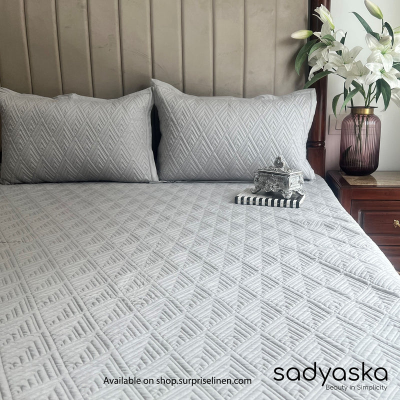 Sadyaska - Vogue Cotton Reversible Bedspread Set (Sandstone Grey)