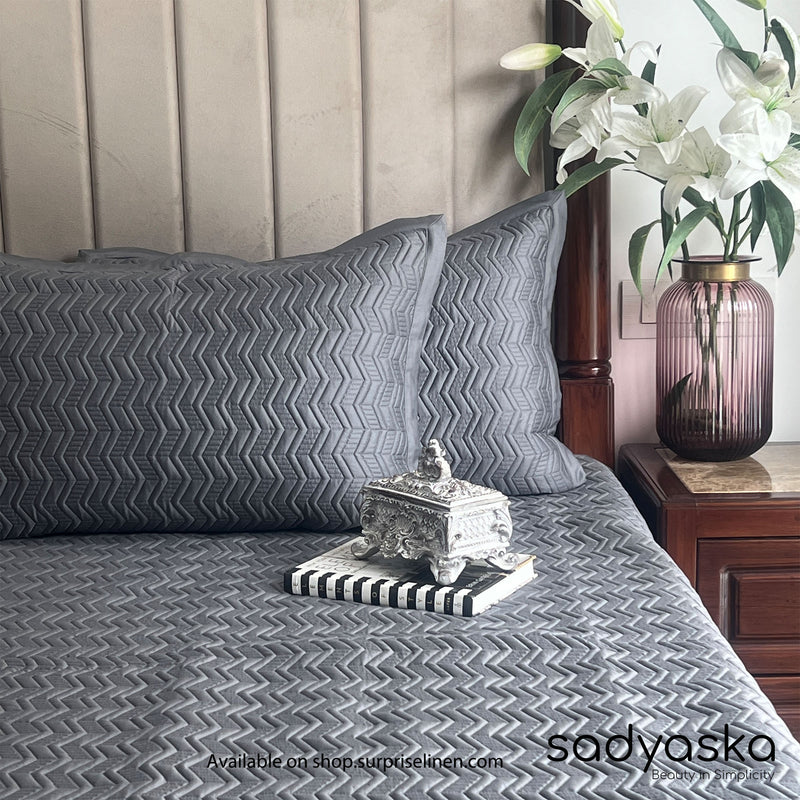 Sadyaska - Donna Cotton Reversible Bedspread Set (Dark Grey)