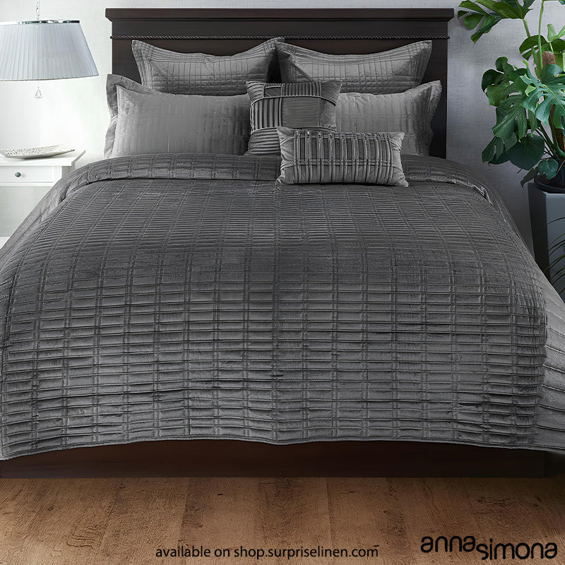 Anna Simona - Wasabi  7 Pcs Velvet Bedcover Set (Metallic Grey)