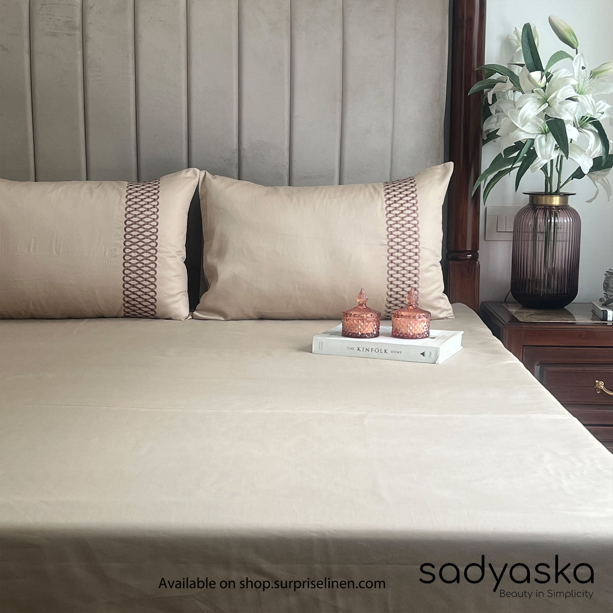 Sadyaska - Lisse Collection Cotton Rich 3 Pcs Bedsheet Set (Sand)