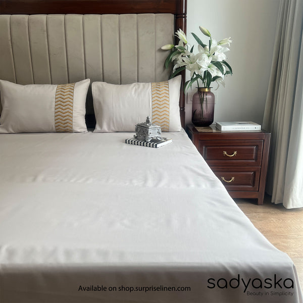 Sadyaska - Chevron Collection Cotton Rich 3 Pcs Bedsheet Set (Ivory)