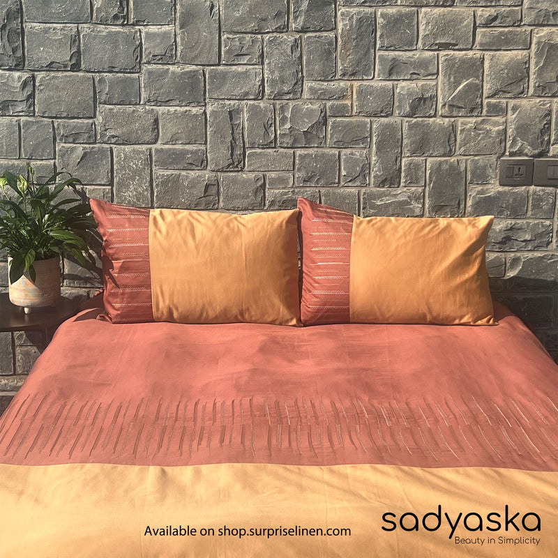 Sadyaska - Speckle Collection 300 TC Cotton Satin Bedsheet Set (Terracotta)