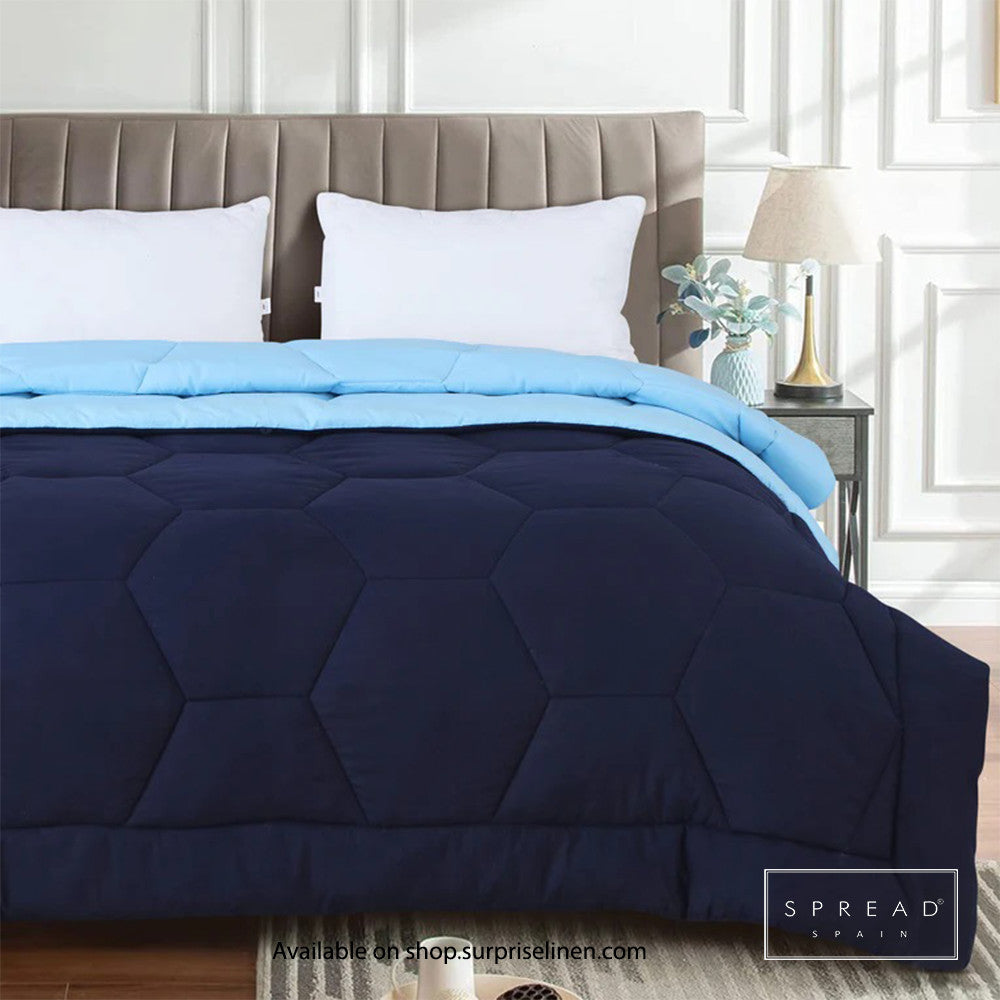 Spread Spain - Vibgyor Soft and Light Weight Microfiber Reversible Winter Quilt / Comforter (Navy & Sky Blue)