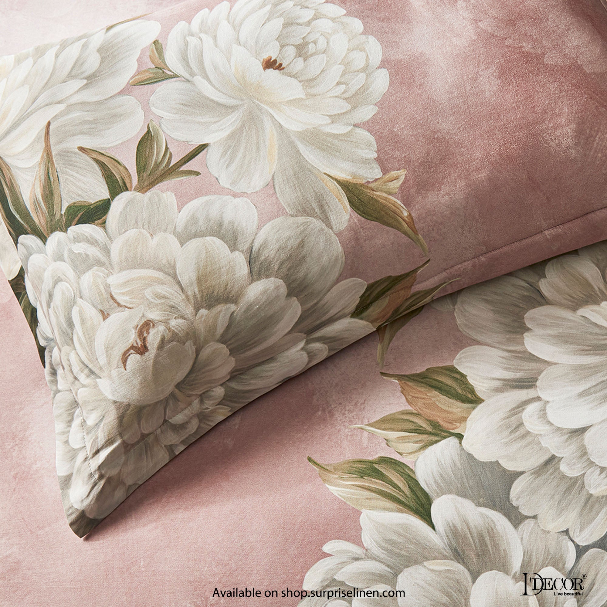 D'Decor - Fleur Collection Peach Blush Bed Sheet Set