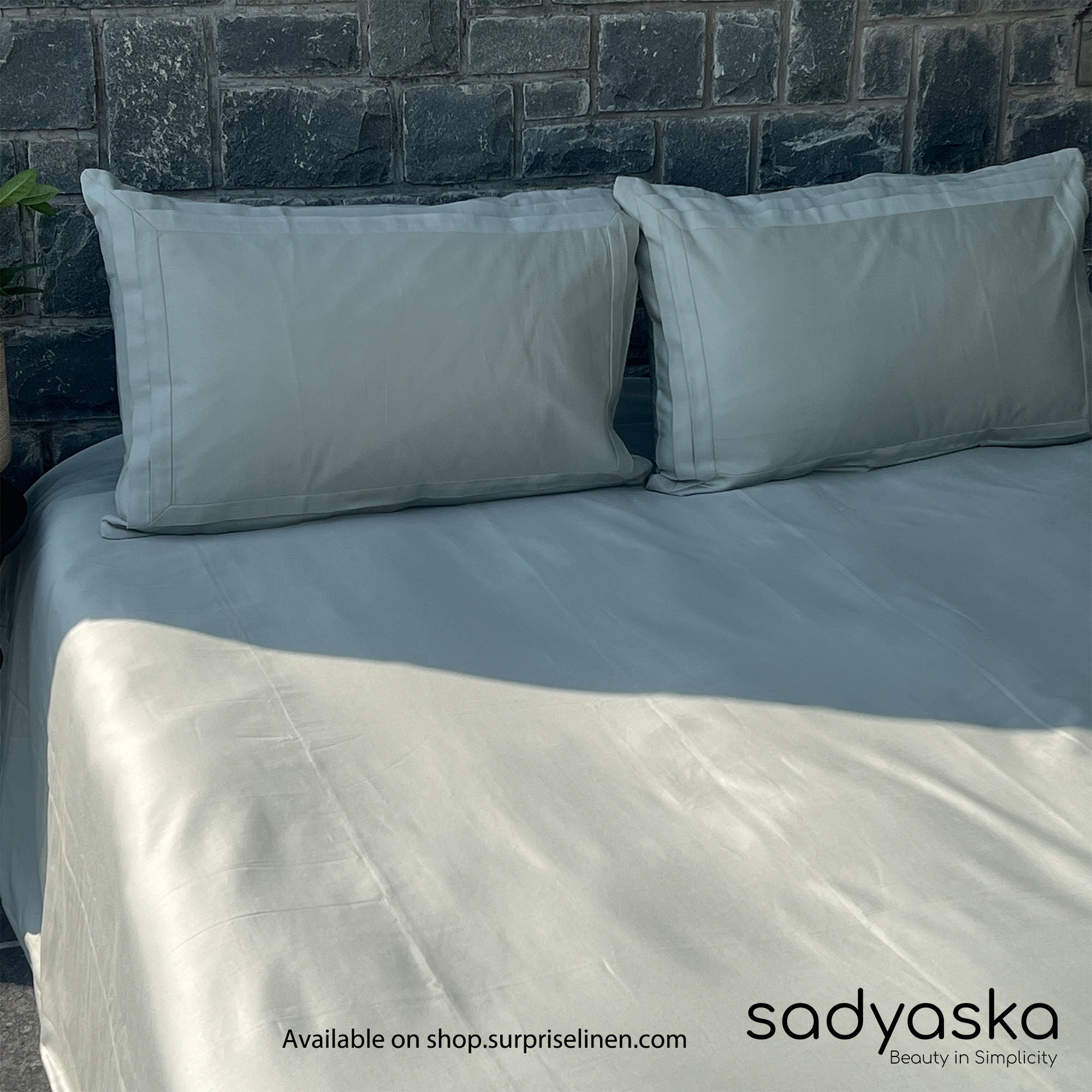 Sadyaska - Tri-Pleat Collection 300 TC Cotton Satin Bedsheet Set (Pearl Grey)