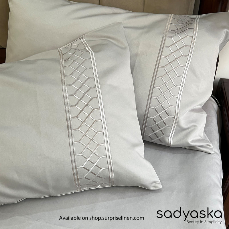 Sadyaska - Zig Zag Collection 1000 TC Cotton 3 Pcs Bedsheet Set (Silver)