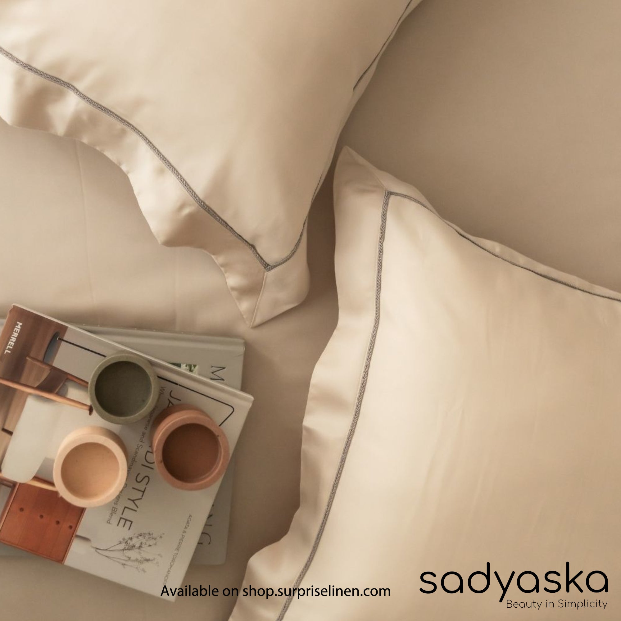 Sadyaska - Tencel Lace Bedding Collection 400 TC Tencel 3 Pcs Bedding Set (Chalk Beige)