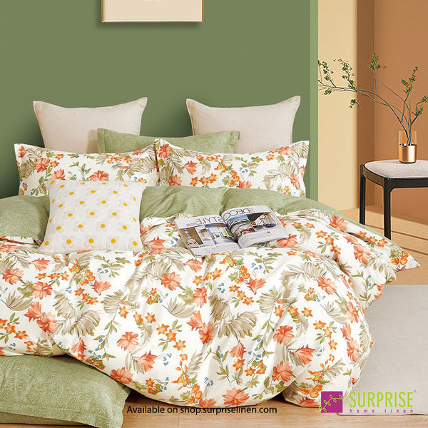Gemine Collection by Surprise Home - Single Size 2 Pcs Bedsheet Set (Orange)