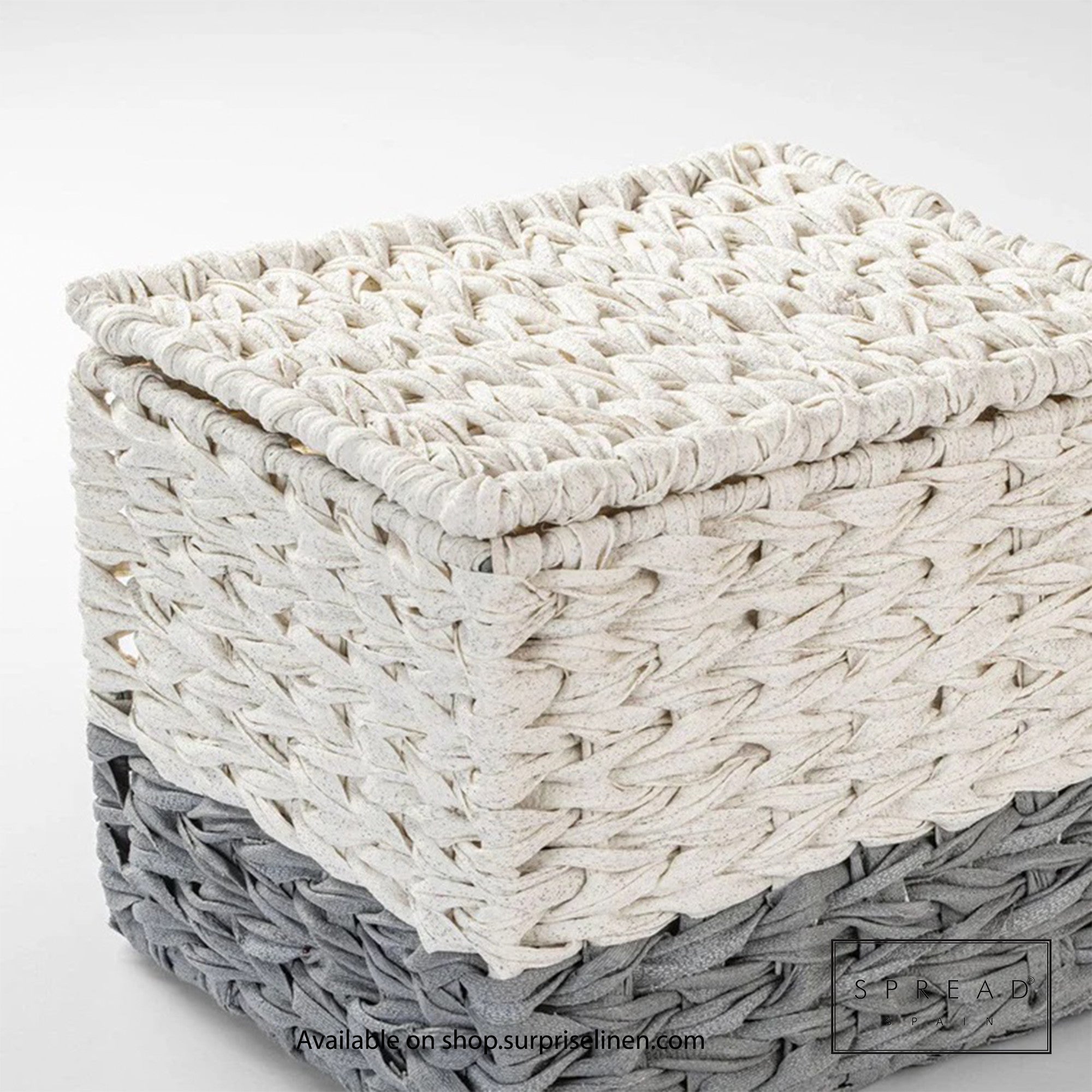 Spread Spain - Waterproof & Moisture Proof Synthetic Rattan Interknit Dustbin (White & Grey)