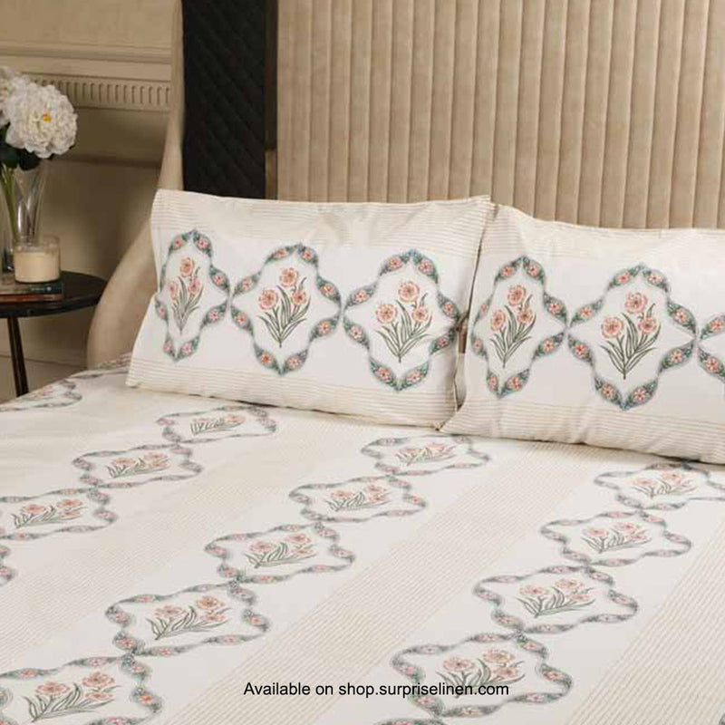 Surprise Home - Etonner Block Print Collection 300 TC Cotton Flower Jal Rust Bedsheet Set