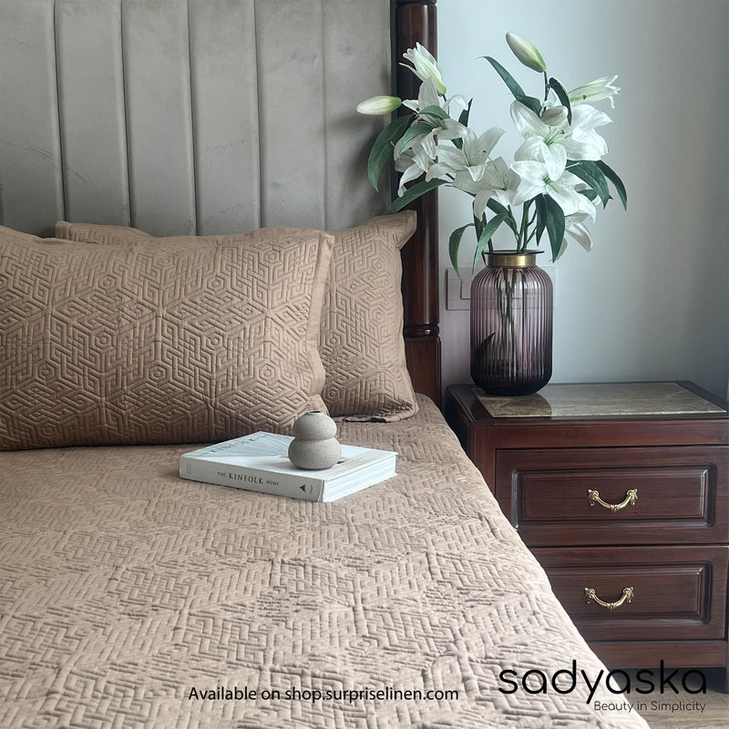 Sadyaska - Gallant Cotton Reversible Bedspread Set (Hazel Beige)