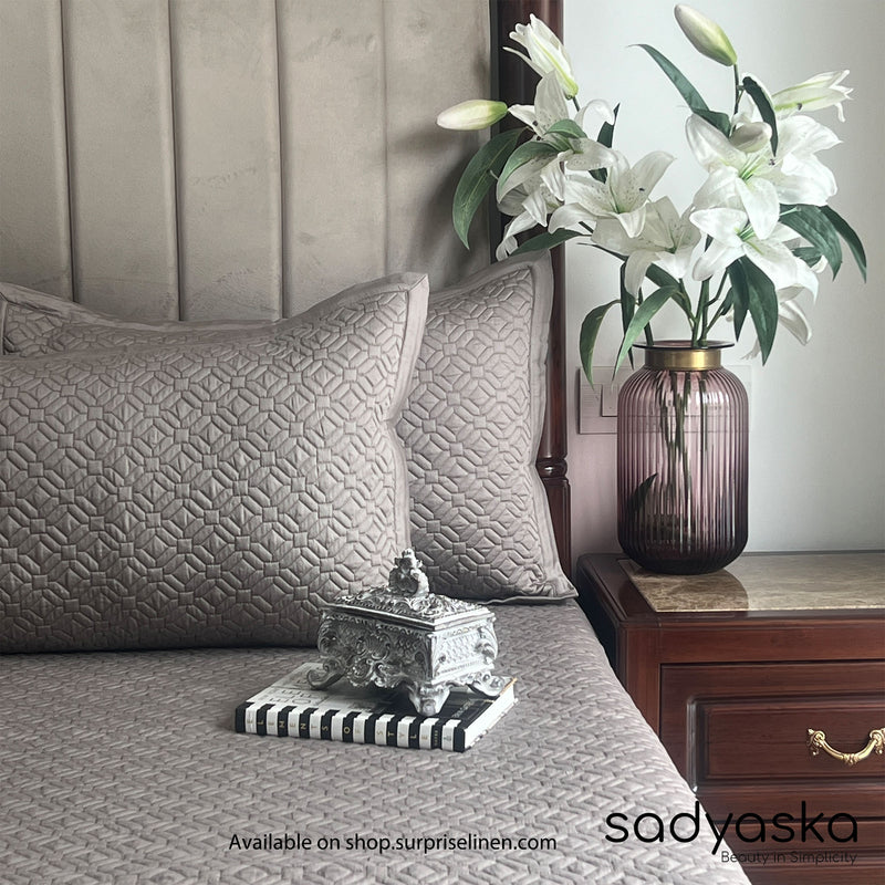 Sadyaska - Tulum Cotton Reversible Bedspread Set Olive (Grey)