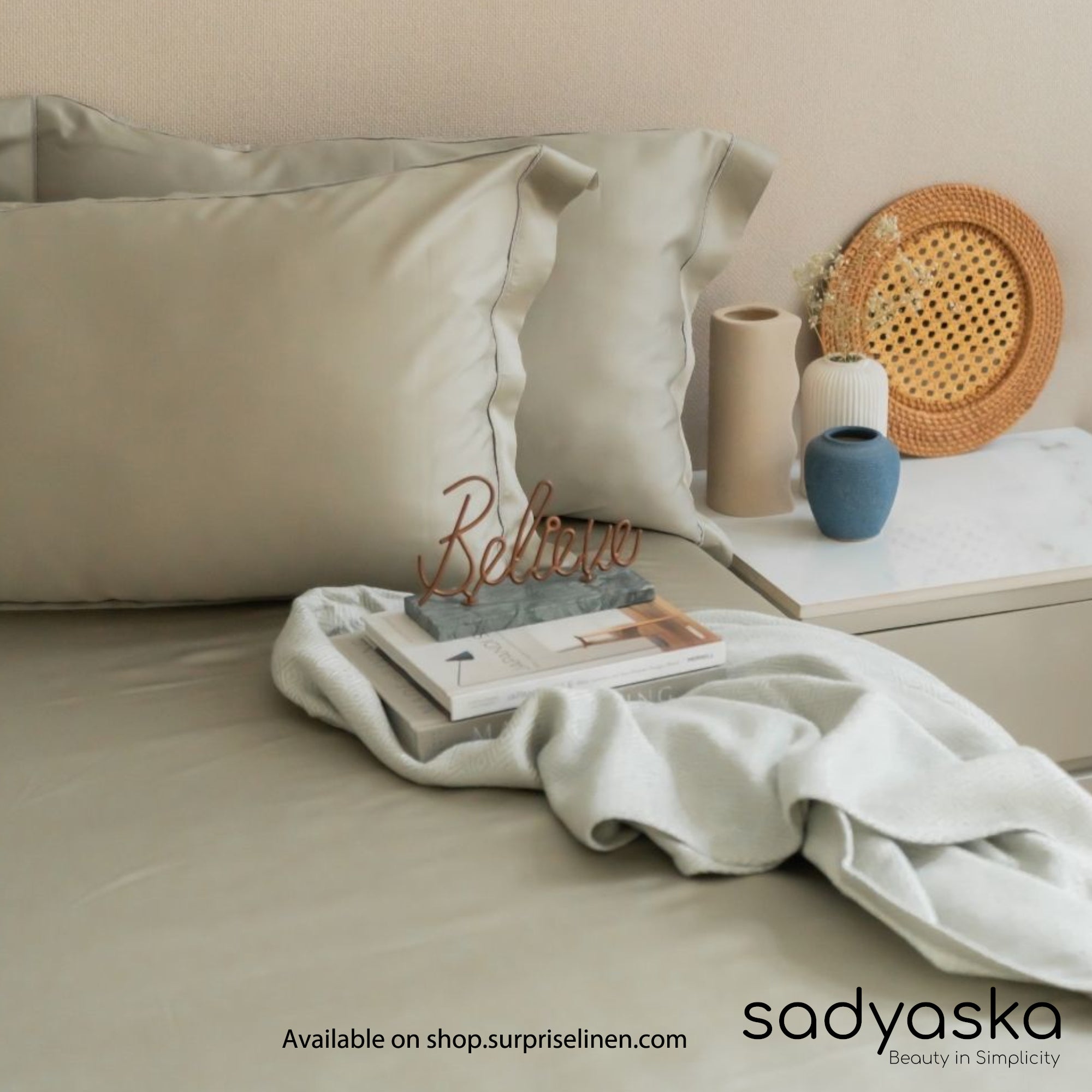 Sadyaska - Tencel Lace Bedding Collection 400 TC Tencel 3 Pcs Bedding Set (Pistachio)