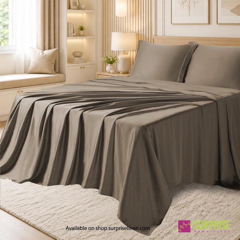 Surprise Home - Luxera Smoky Taupe Tencel Bedsheet Set