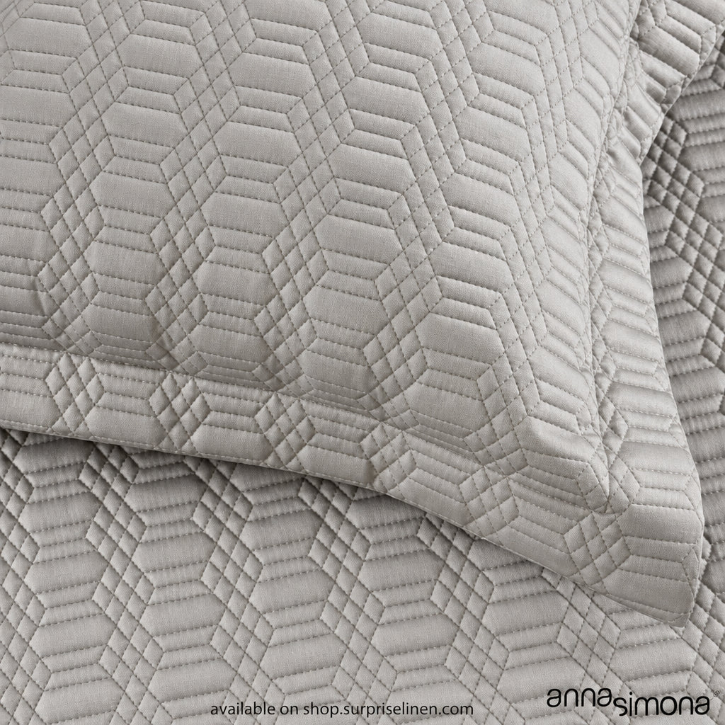 Anna Simona - Regatta 3 Pcs 400 TC Cotton Satin Bed Cover Set (Grey)