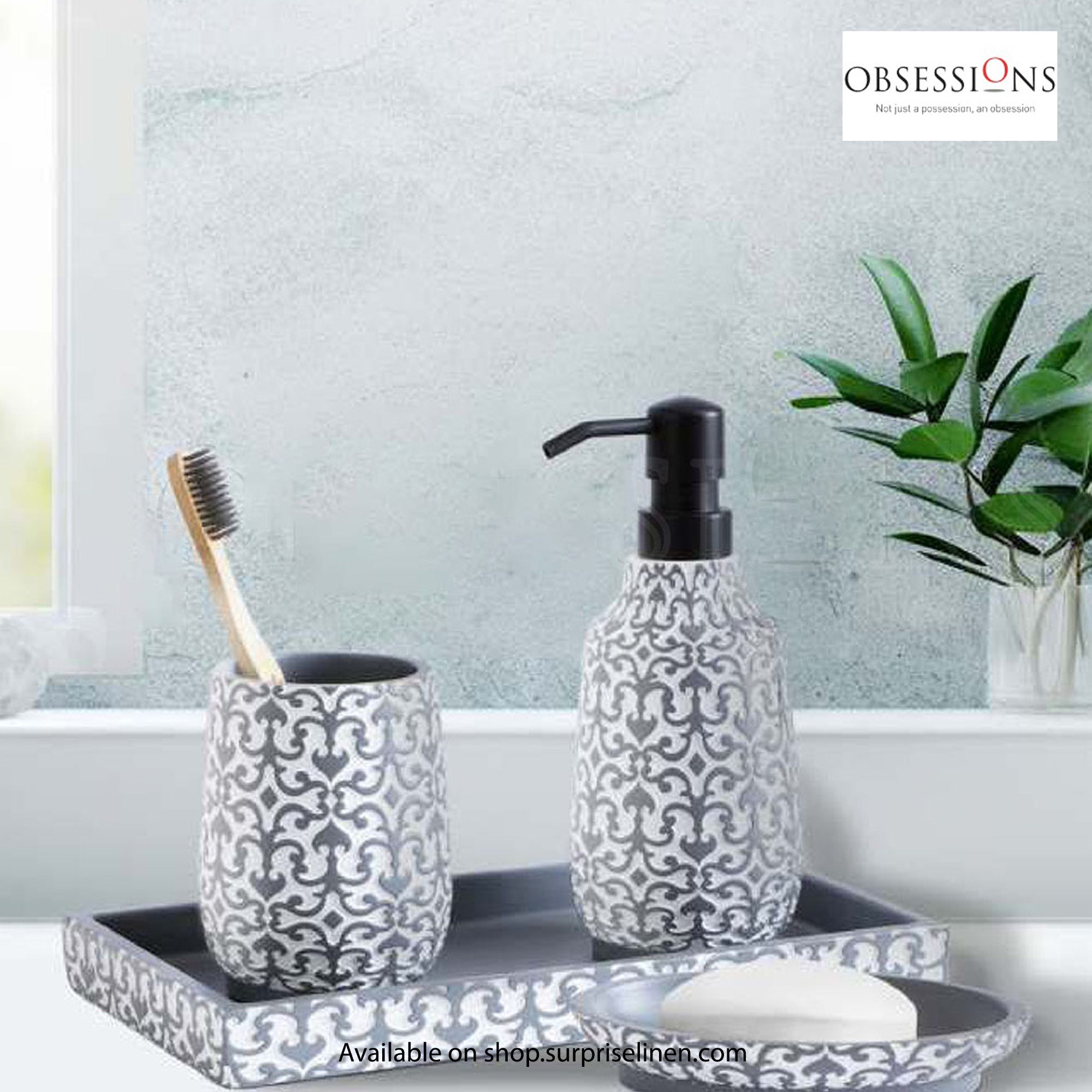 Obsessions - Vibe Collection 4 Pcs Bath Set (Grey & Black)